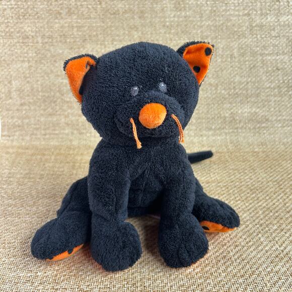 Ty Pluffies “Trickery” Black & Orange Cat – 2008, 8" - Picture 1 of 7